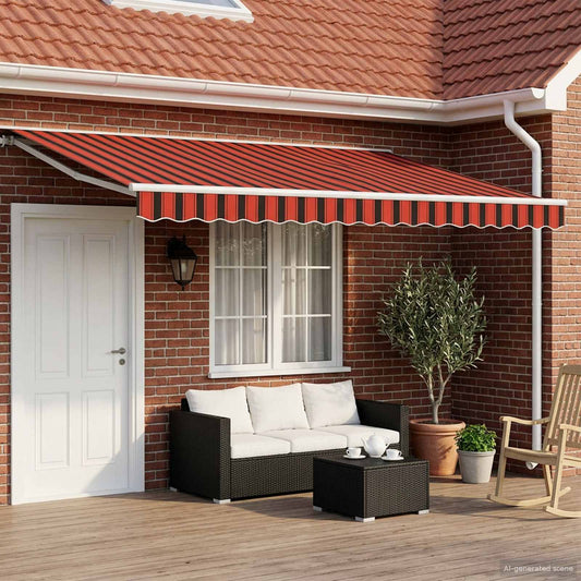 vidaXL Manual Awning Frame with LEDs Orange, Black and White 4 x 3 m