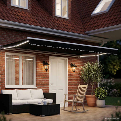 vidaXL Manual Awning Frame with LEDs Black and White 4 x 3 m