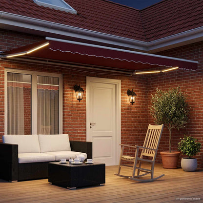 vidaXL Manual Awning Frame with LEDs Red and White 4 x 3 m