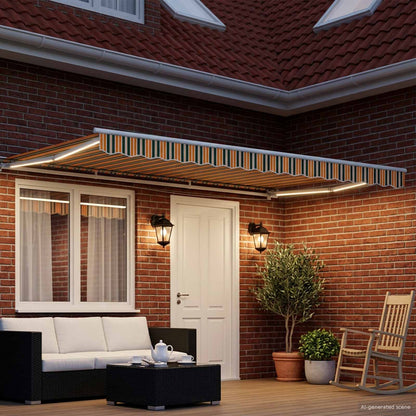 vidaXL Manual Awning Frame with LEDs Green, Yellow and White 4 x 3 m