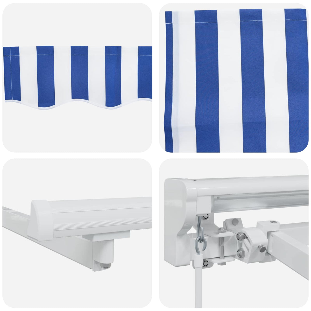vidaXL Manual Awning Frame with LEDs Blue and White 4 x 3.5 m