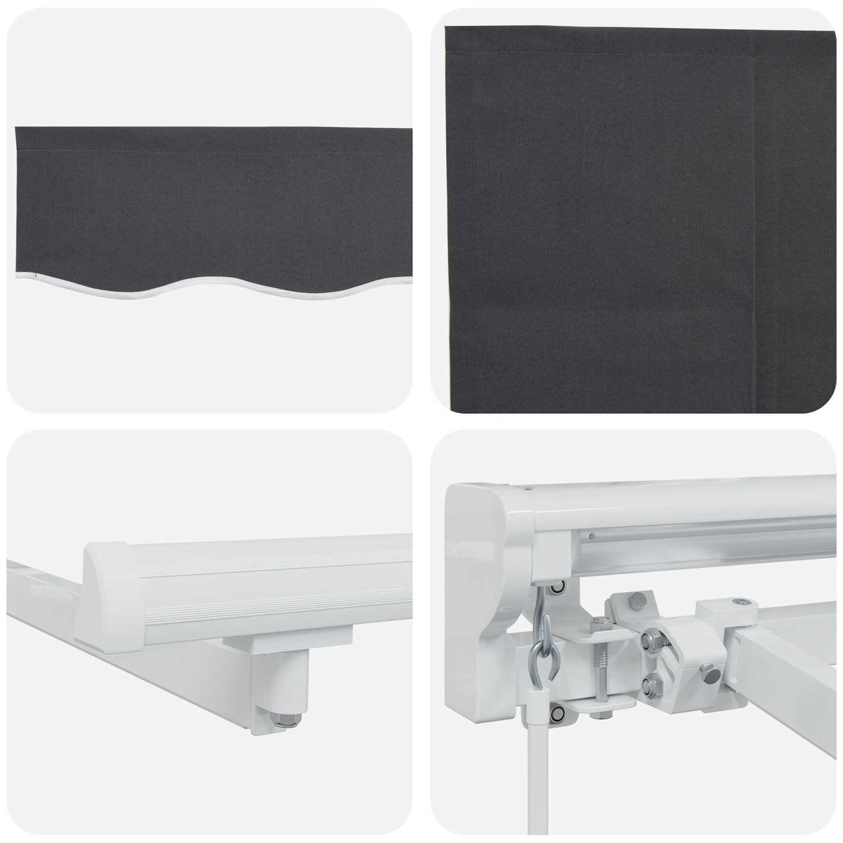 vidaXL Manual Awning Frame with LEDs White and Anthracite 4 x 3.5 m