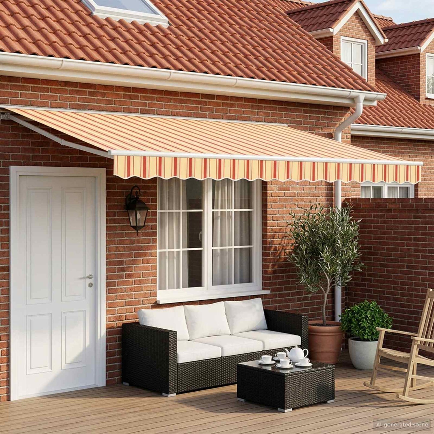 vidaXL Manual Awning Frame with LEDs 4 x 3.5 m