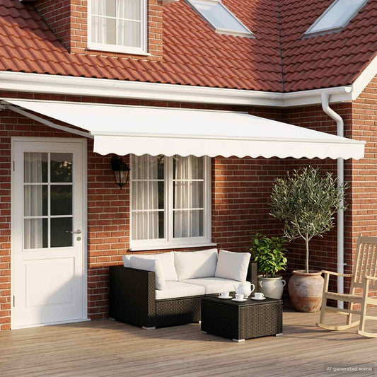 vidaXL Manual Awning Frame with LEDs White 4 x 3.5 m