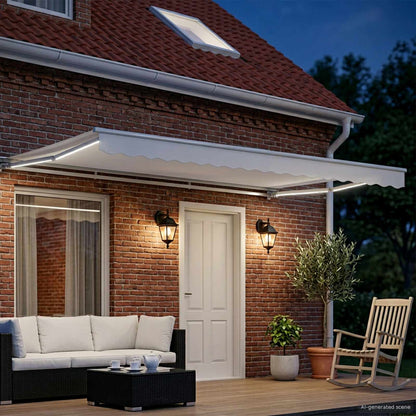 vidaXL Manual Awning Frame with LEDs White 4 x 3.5 m