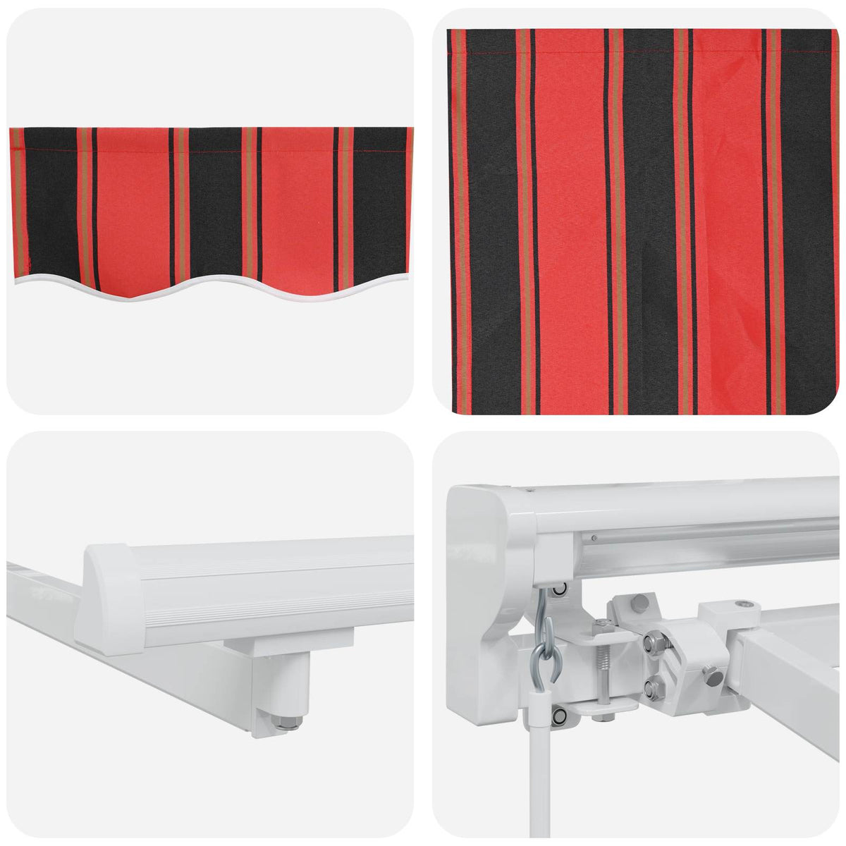 vidaXL Manual Awning Frame with LEDs Orange, Black and White 4.5 x 3 m