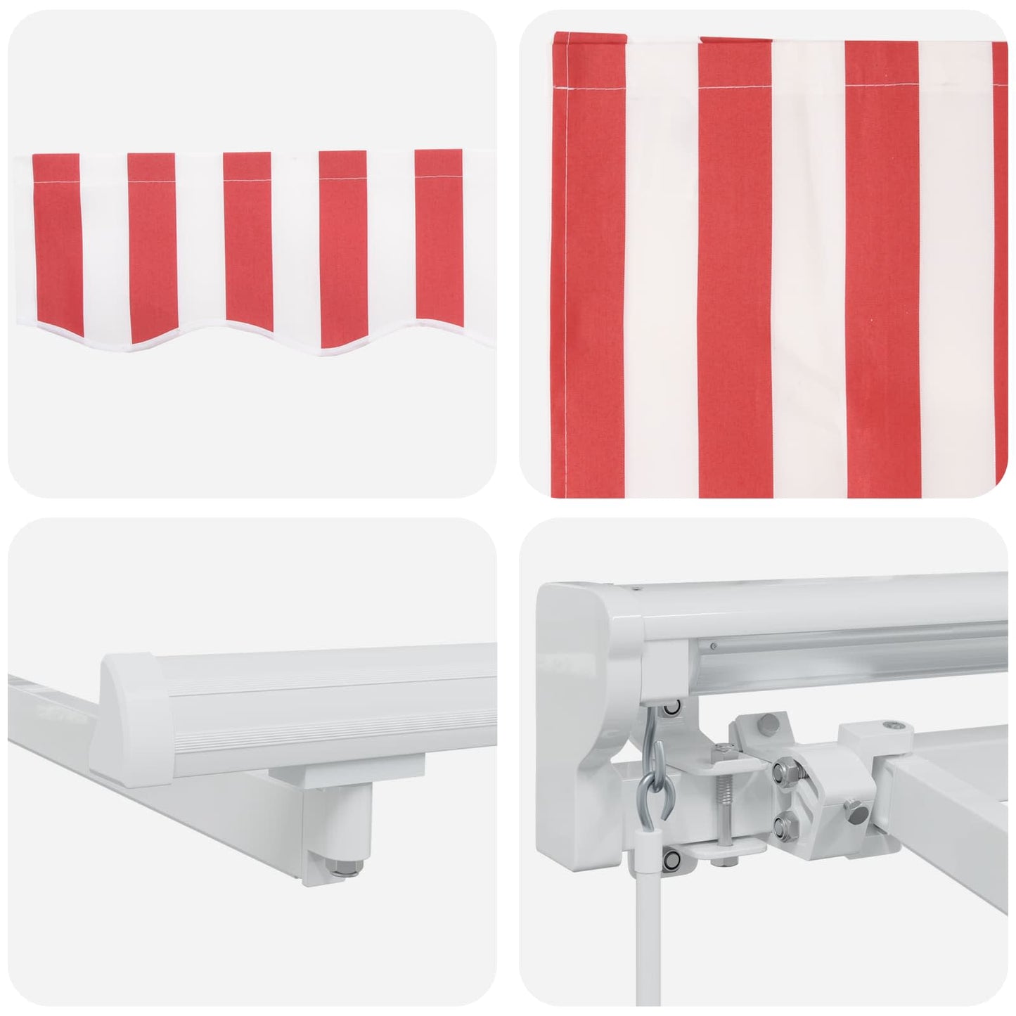 vidaXL Manual Awning Frame with LEDs Red and White 4.5 x 3 m