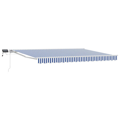 vidaXL Manual Awning Frame with LEDs Blue and White 4.5 x 3.5 m
