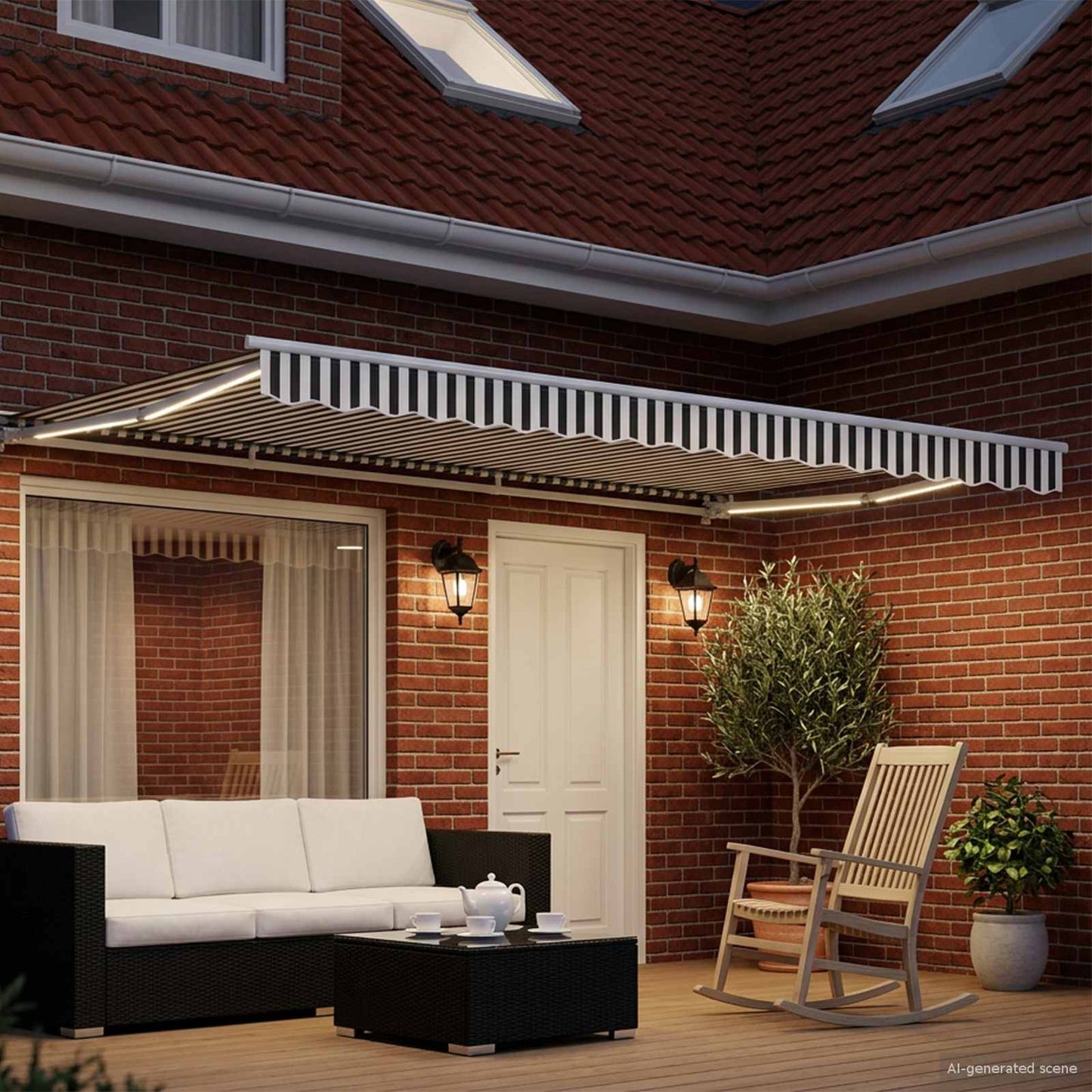 vidaXL Manual Awning Frame with LEDs Anthracite and White 4.5 x 3.5 m