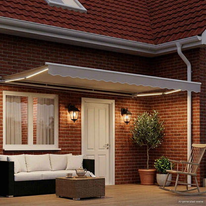 vidaXL Manual Awning Frame with LEDs Light Grey and White 4.5 x 3.5 m