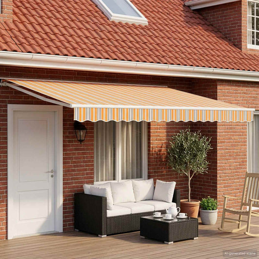 vidaXL Manual Awning Frame with LEDs Blue, Orange and White 5 x 3 m