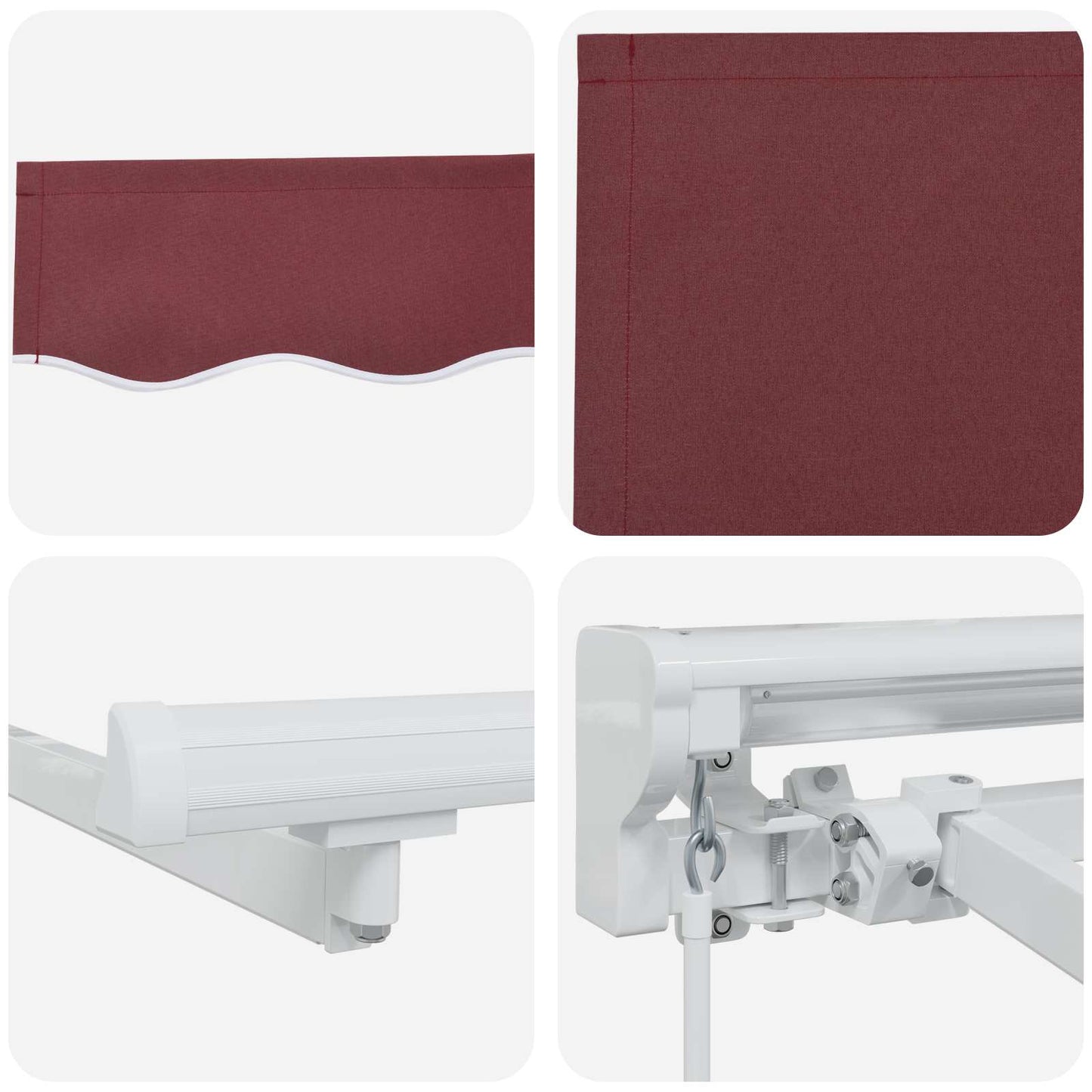 vidaXL Manual Awning Frame with LEDs Burgundy and White 5 x 3.5 m