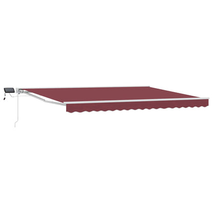 vidaXL Manual Awning Frame with LEDs Burgundy and White 5 x 3.5 m