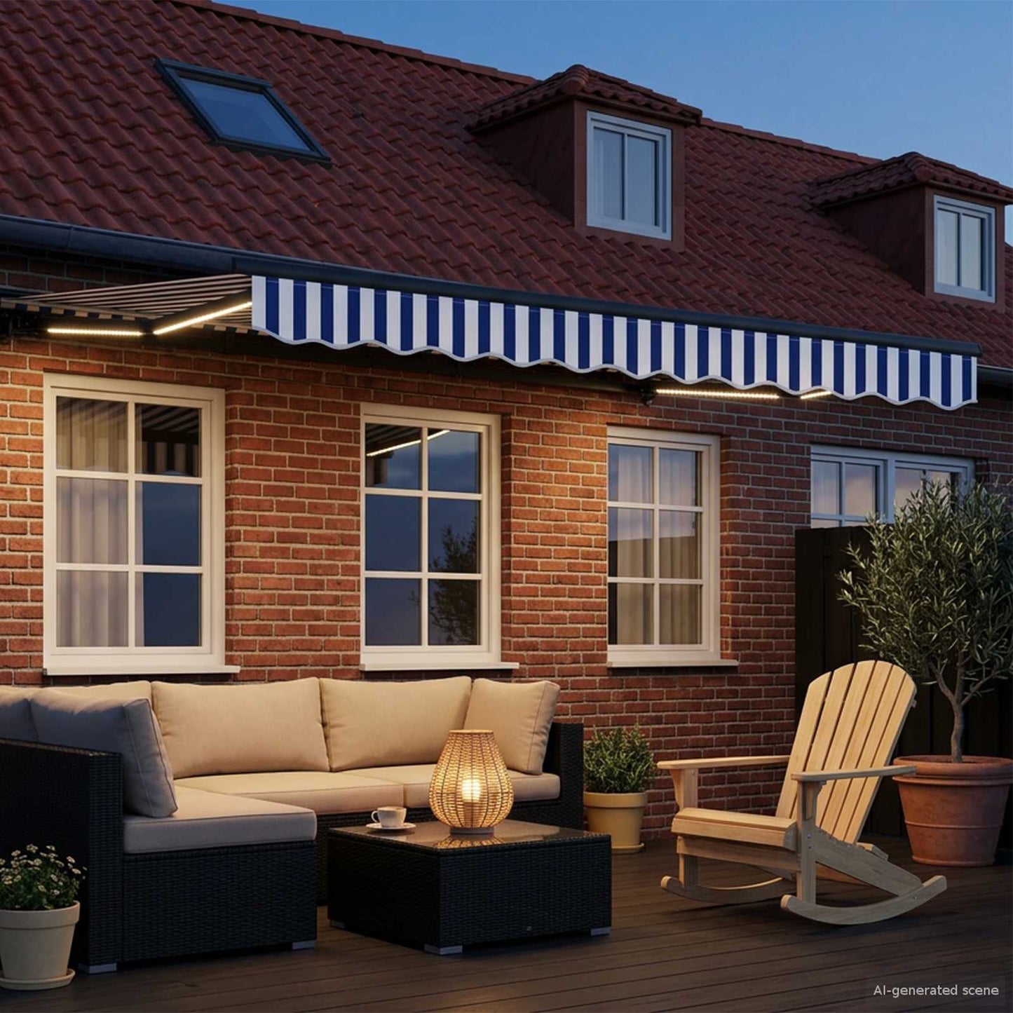 vidaXL Manual Awning Frame with LEDs 2.5 x 2 m