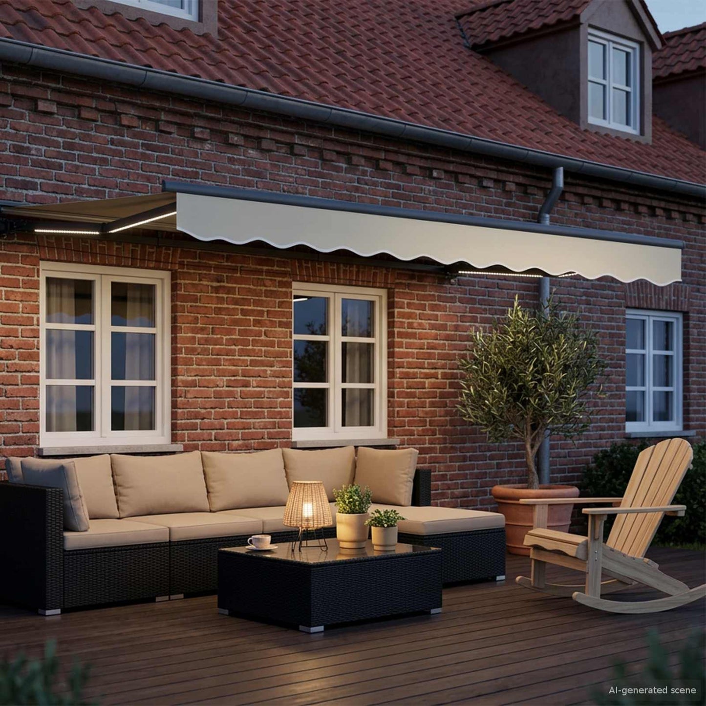 vidaXL Manual Awning Frame with LEDs Cream and Anthracite 2.5 x 2 m