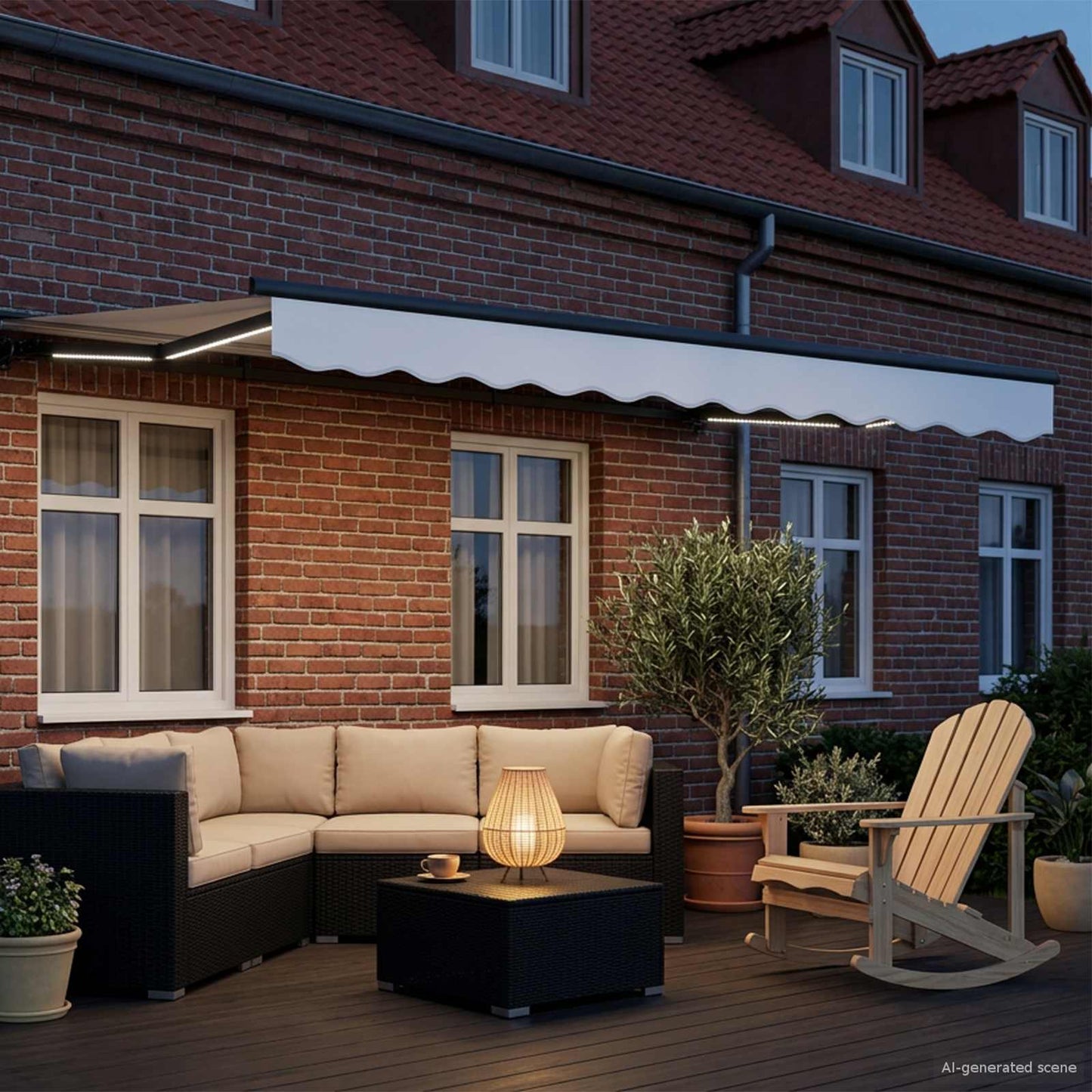 vidaXL Manual Awning Frame with LEDs White and Anthracite 2.5 x 2 m