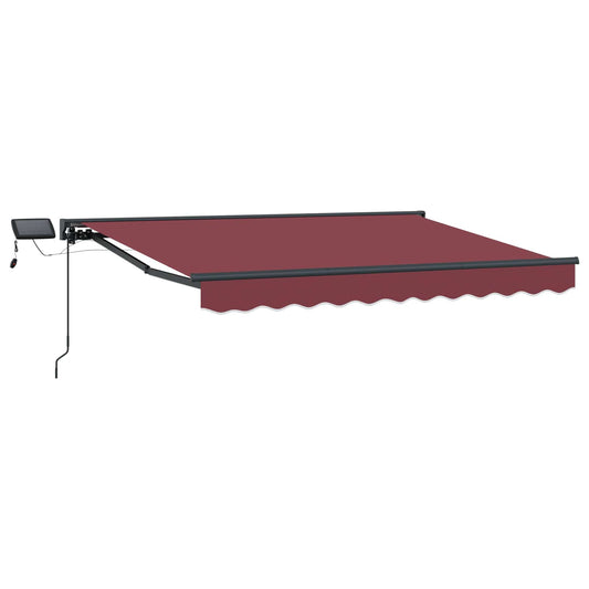 vidaXL Manual Awning Frame with LEDs Burgundy and Anthracite 3.5 x 2 m