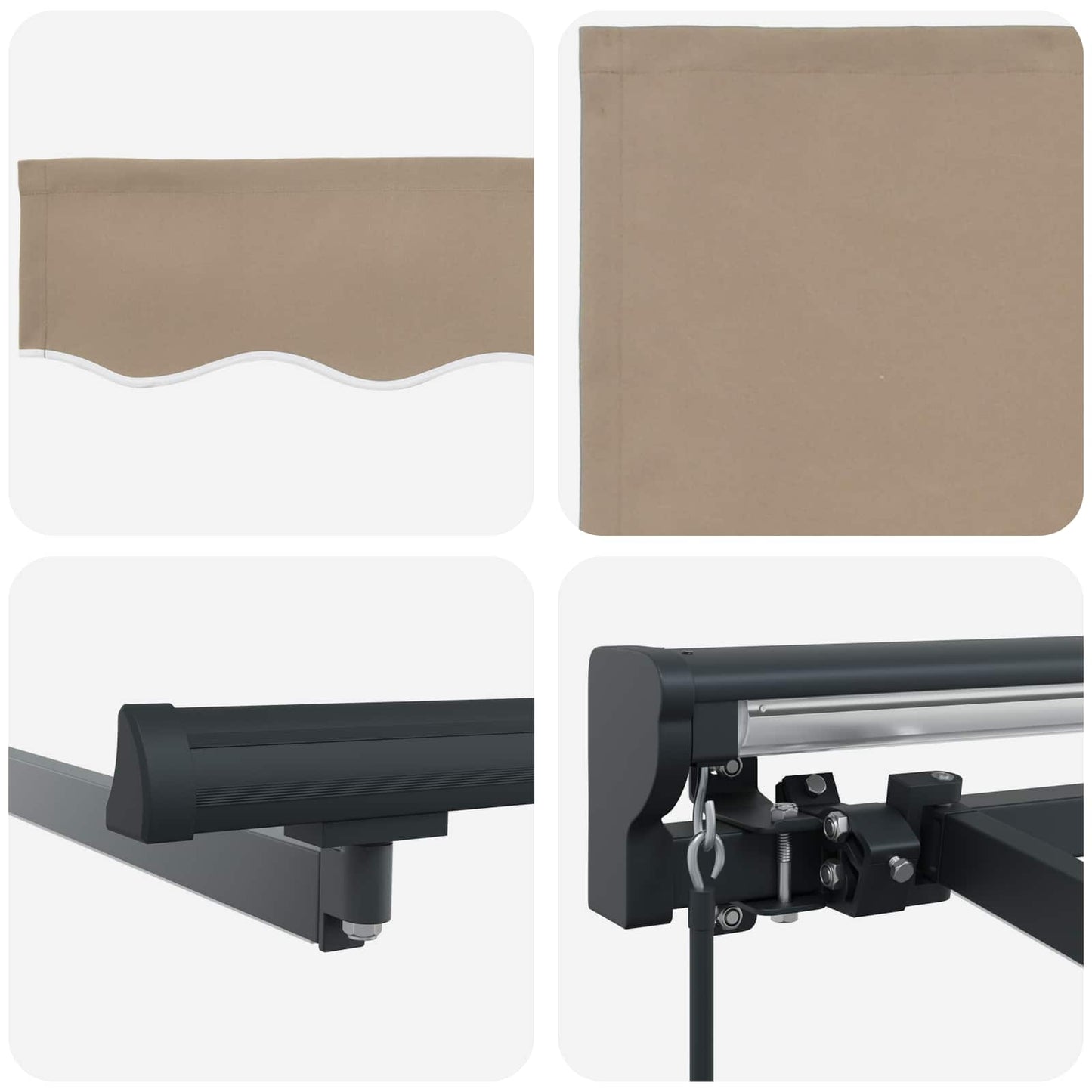 vidaXL Manual Awning Frame with LEDs Beige and Anthracite 3.5 x 2 m