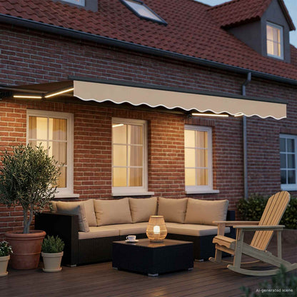 vidaXL Manual Awning Frame with LEDs Beige and Anthracite 3.5 x 2 m