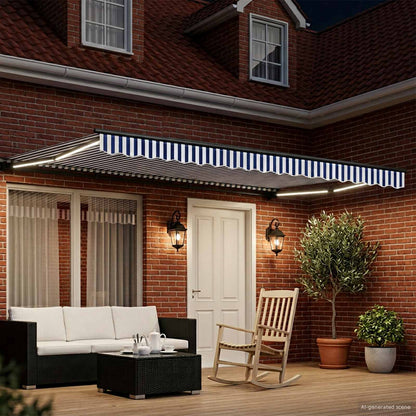 vidaXL Manual Awning Frame with LEDs 4 x 2 m Polyester with PU coating