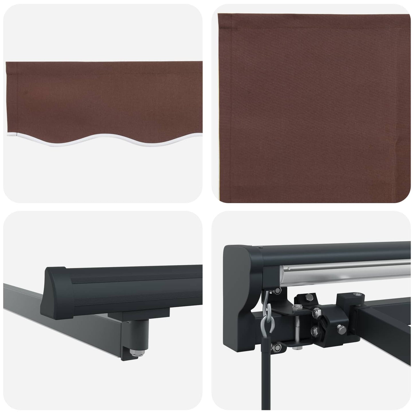 vidaXL Manual Awning Frame with LEDs Brown and Anthracite 4 x 2 m