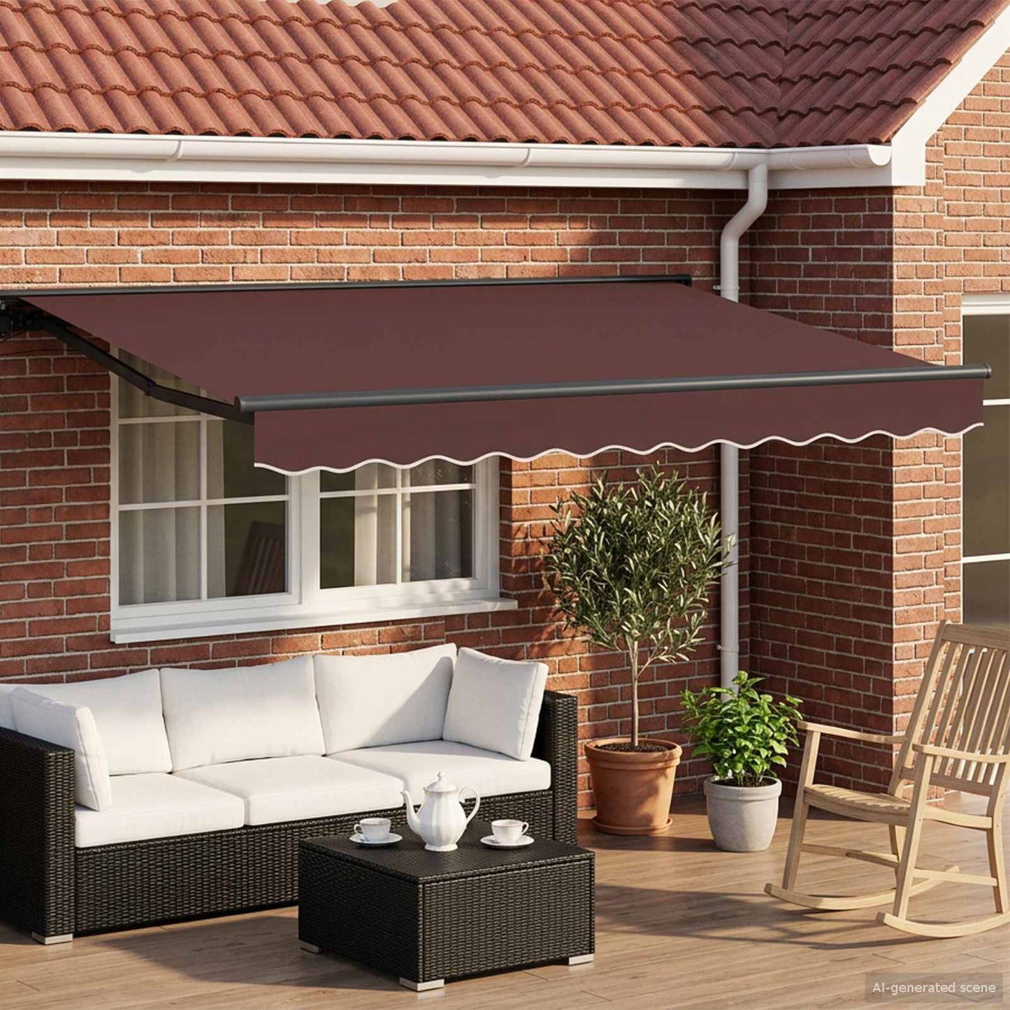 vidaXL Manual Awning Frame with LEDs Brown and Anthracite 3 x 2.5 m