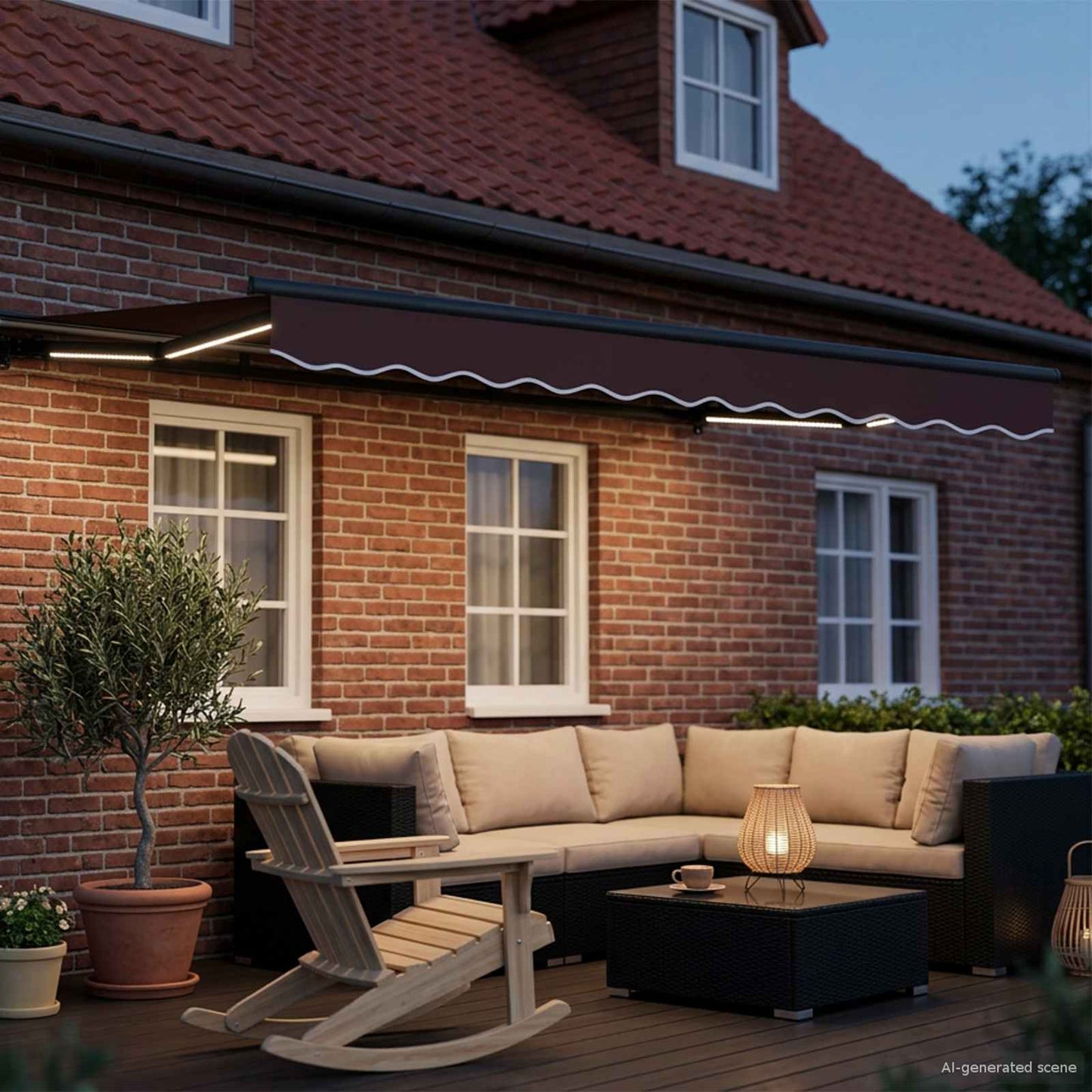 vidaXL Manual Awning Frame with LEDs Brown and Anthracite 3 x 2.5 m