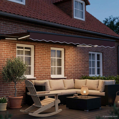 vidaXL Manual Awning Frame with LEDs Brown and Anthracite 3 x 2.5 m