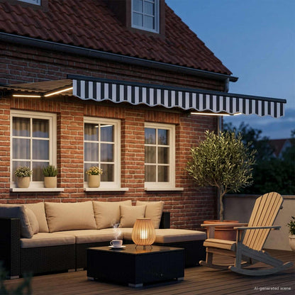 vidaXL Manual Awning Frame with LEDs Anthracite and White 3 x 2.5 m