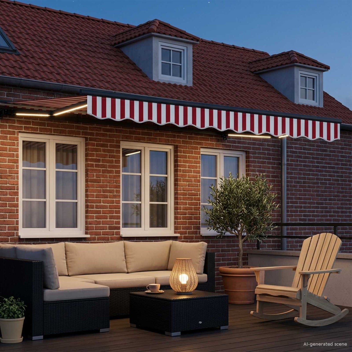 vidaXL Manual Awning Frame with LEDs 3 x 2.5 m