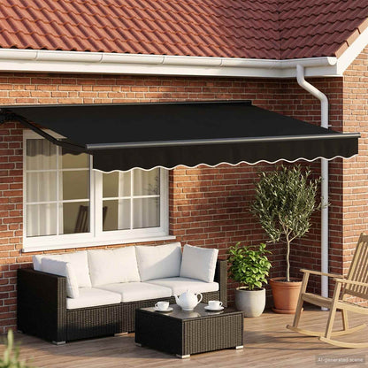 vidaXL Manual Awning Frame with LEDs Black and Anthracite 3 x 2.5 m