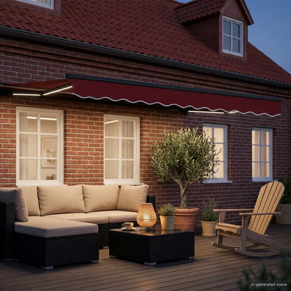 vidaXL Manual Awning Frame with LEDs Red and Anthracite 3 x 2.5 m