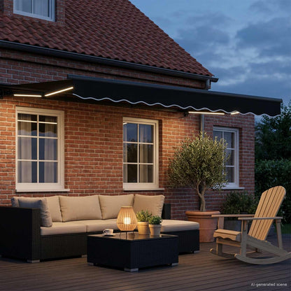 vidaXL Manual Awning Frame with LEDs Black and Anthracite 3.5 x 2.5 m