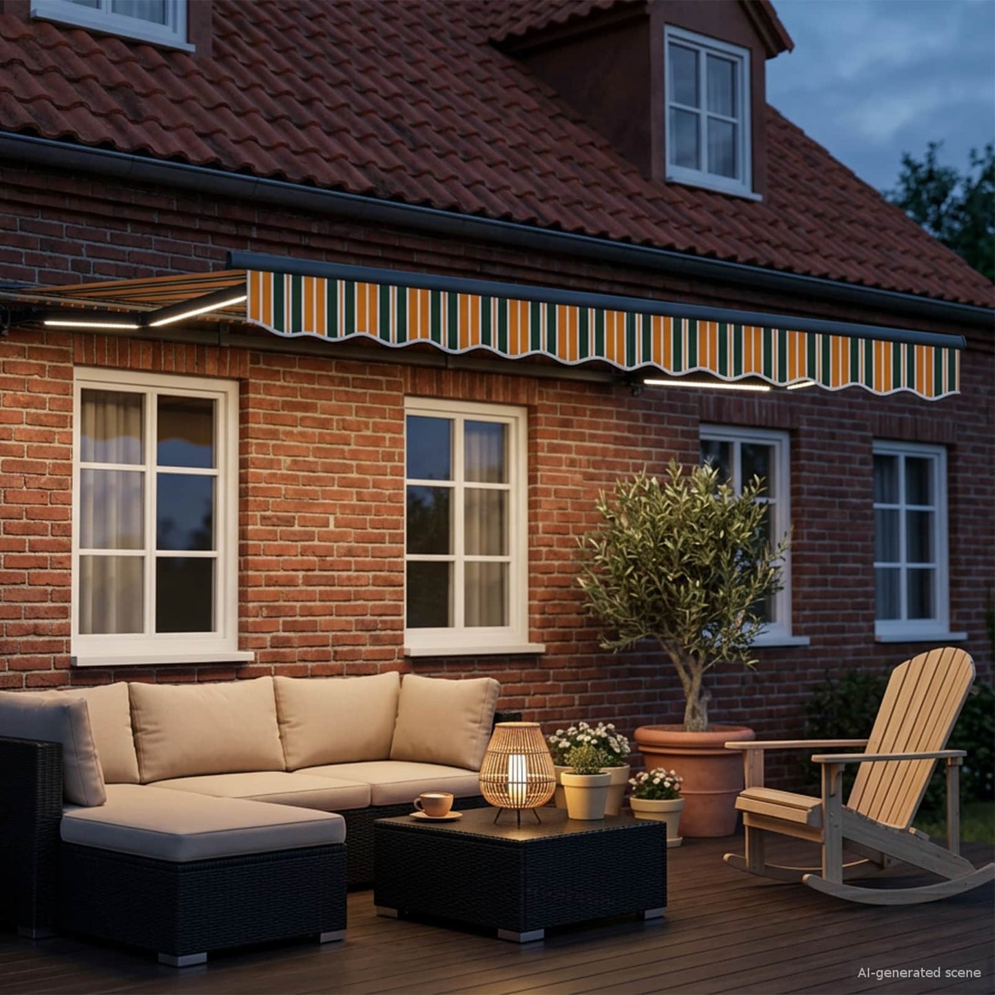 vidaXL Manual Awning Frame with LEDs 3.5 x 2.5 m