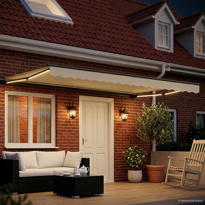 vidaXL Manual Awning Frame with LEDs Cream and Anthracite 4 x 3 m