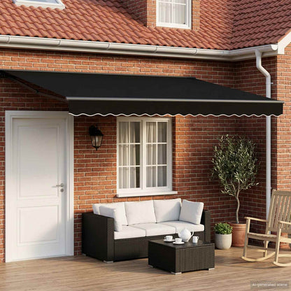 vidaXL Manual Awning Frame with LEDs Black and Anthracite 4 x 3 m