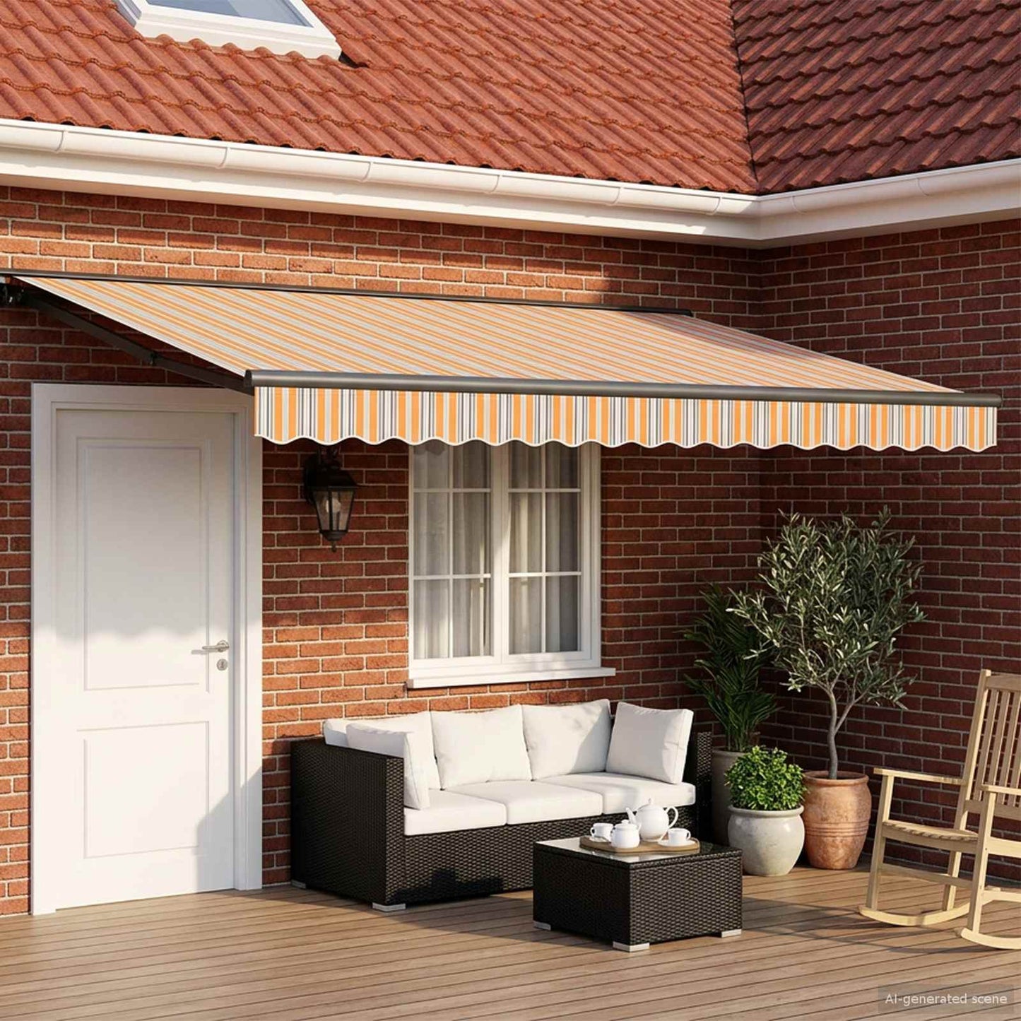 vidaXL Manual Awning Frame with LEDs 4 x 3.5 m