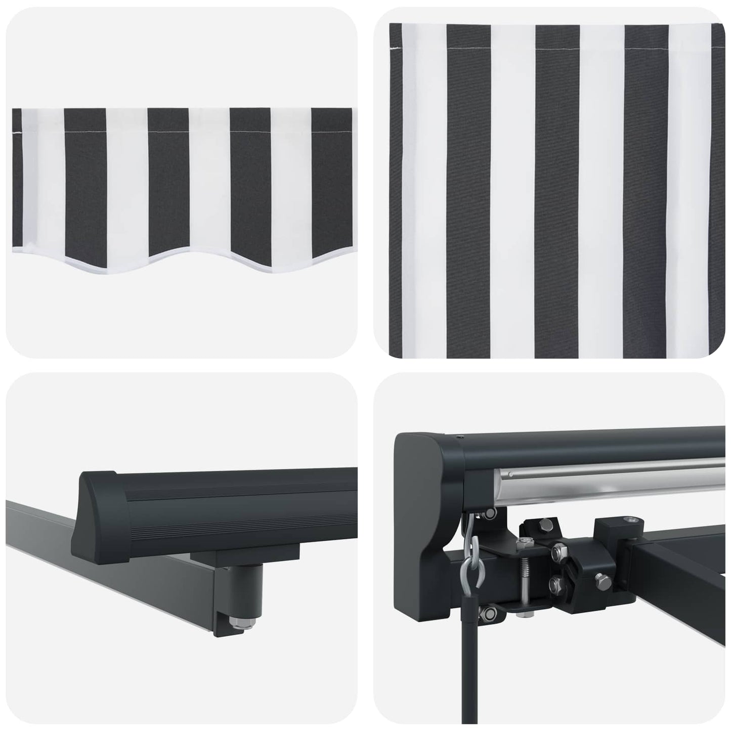 vidaXL Manual Awning Frame with LEDs Anthracite and White 4.5 x 3 m