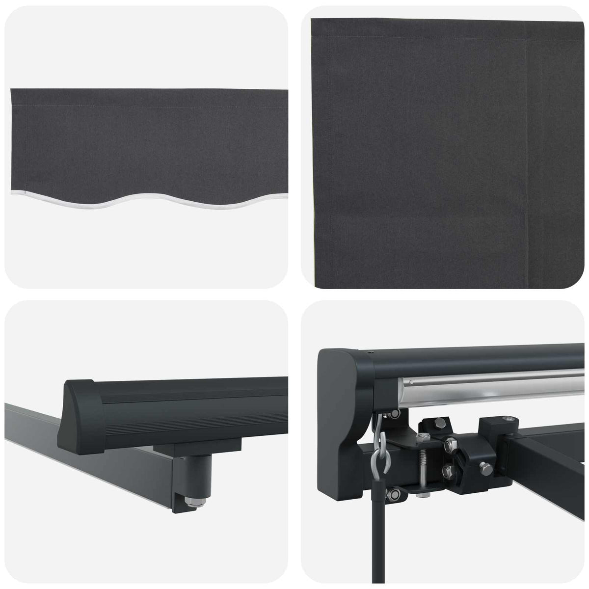 vidaXL Manual Awning Frame with LEDs Anthracite 4.5 x 3.5 m