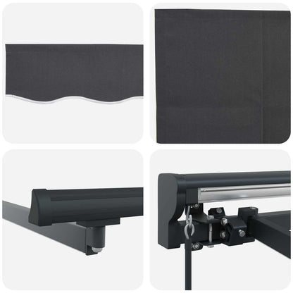 vidaXL Manual Awning Frame with LEDs Anthracite 4.5 x 3.5 m