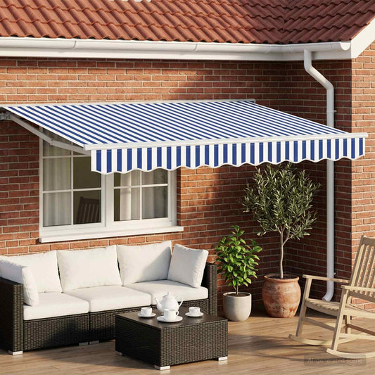 vidaXL Electric Retractable Awning Blue and White 2.5 x 2 m