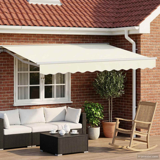 vidaXL Electric Retractable Awning Cream and White 2.5 x 2 m