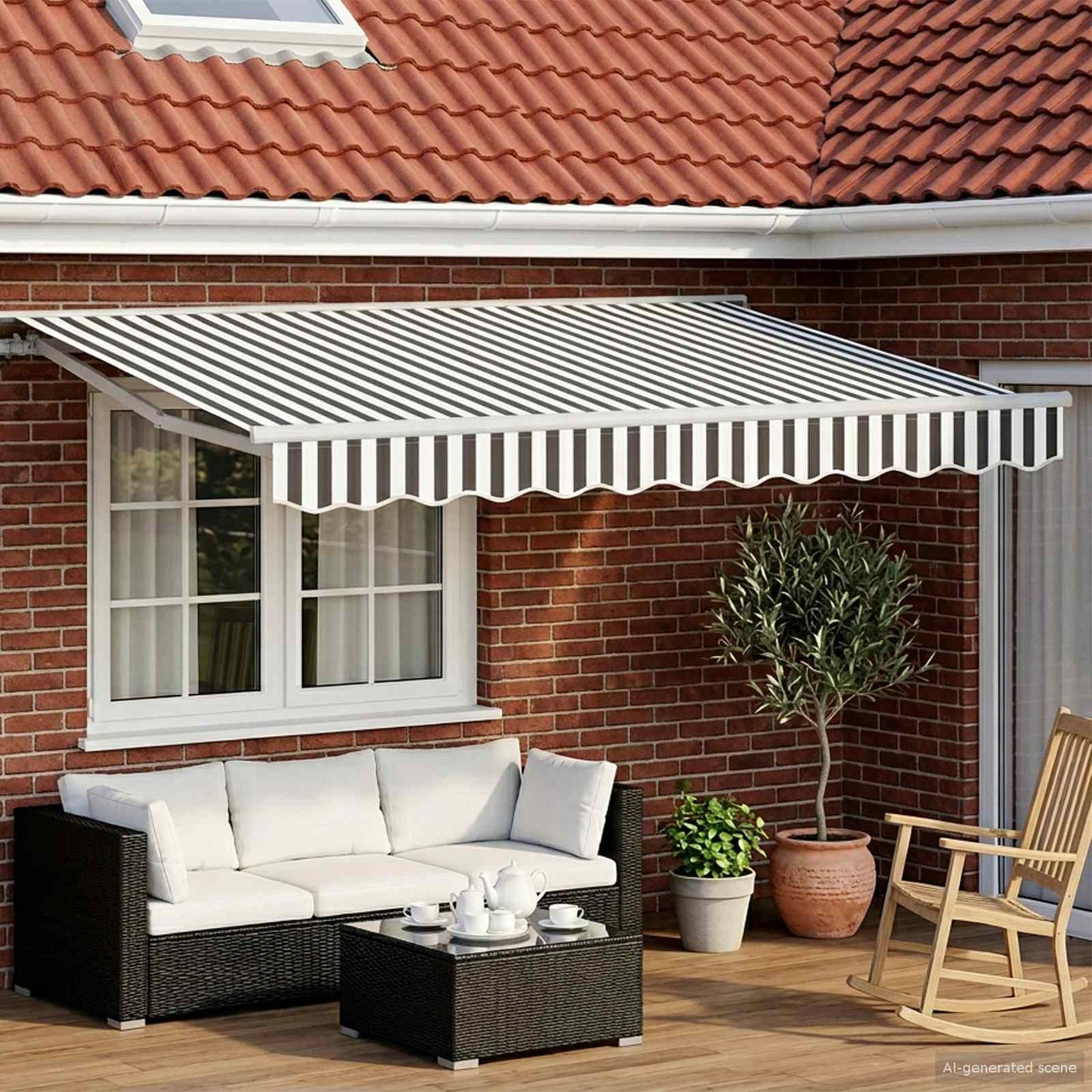 vidaXL Electric Retractable Awning Anthracite and White 3.5 x 2 m