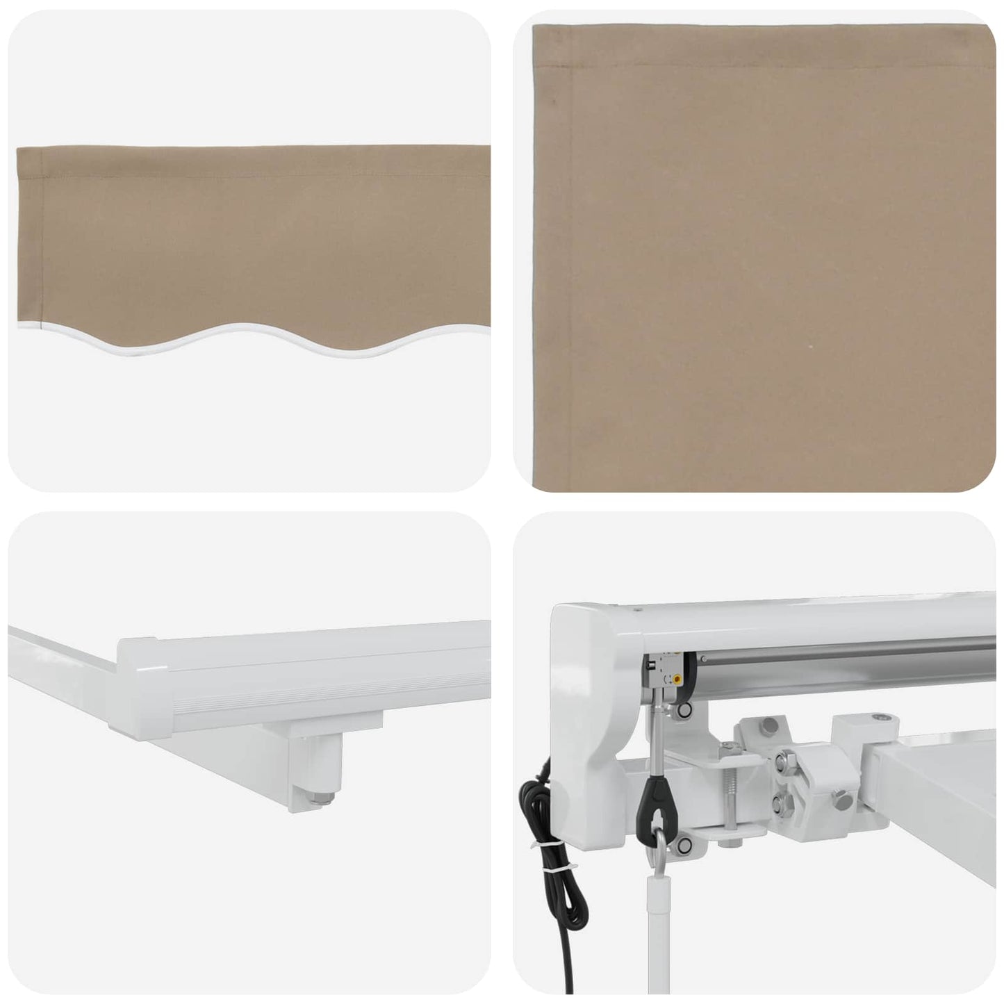 vidaXL Electric Retractable Awning Beige and White 3.5 x 2 m