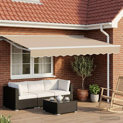 vidaXL Electric Retractable Awning Beige and White 3.5 x 2 m