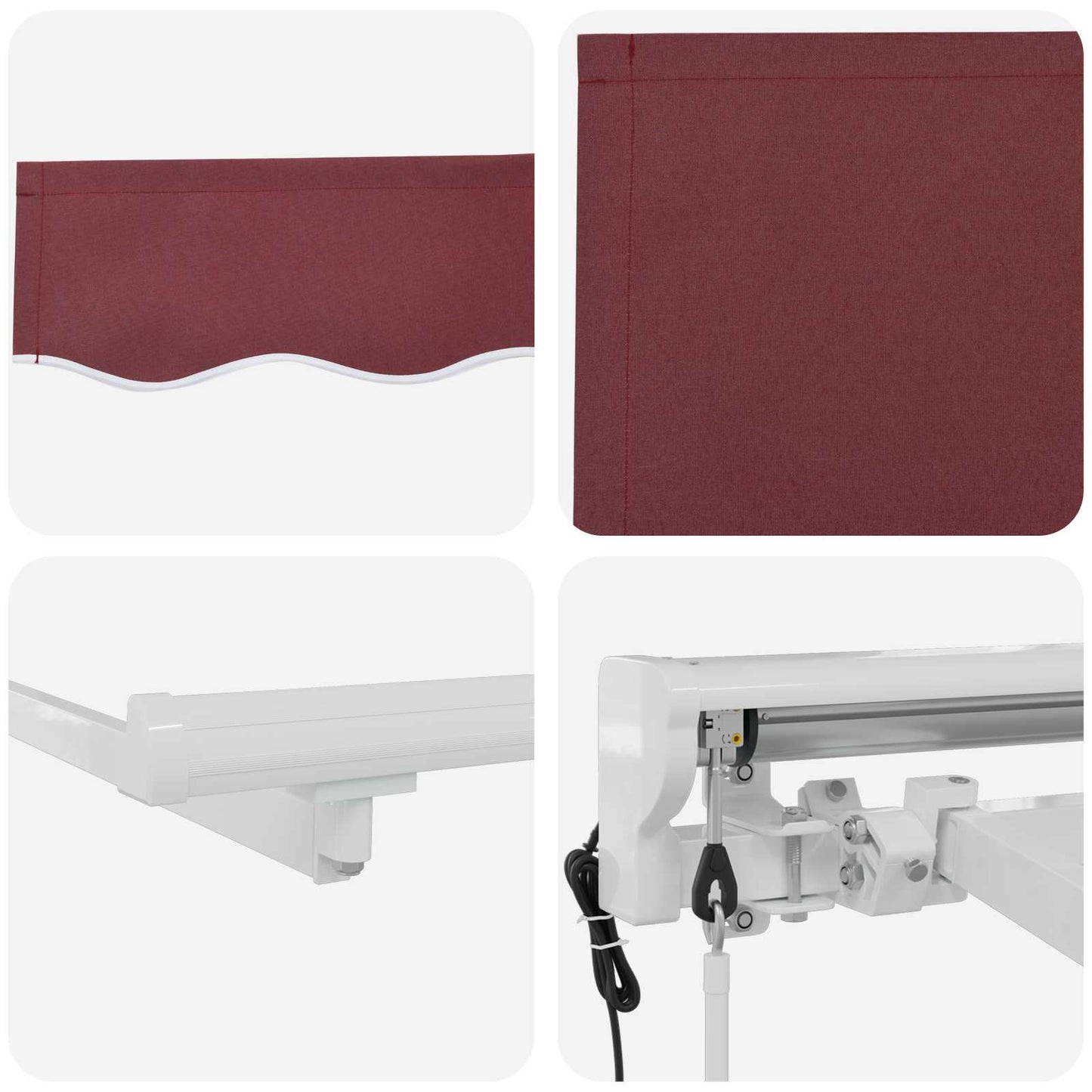 vidaXL Electric Retractable Awning Burgundy and White 4 x 2 m