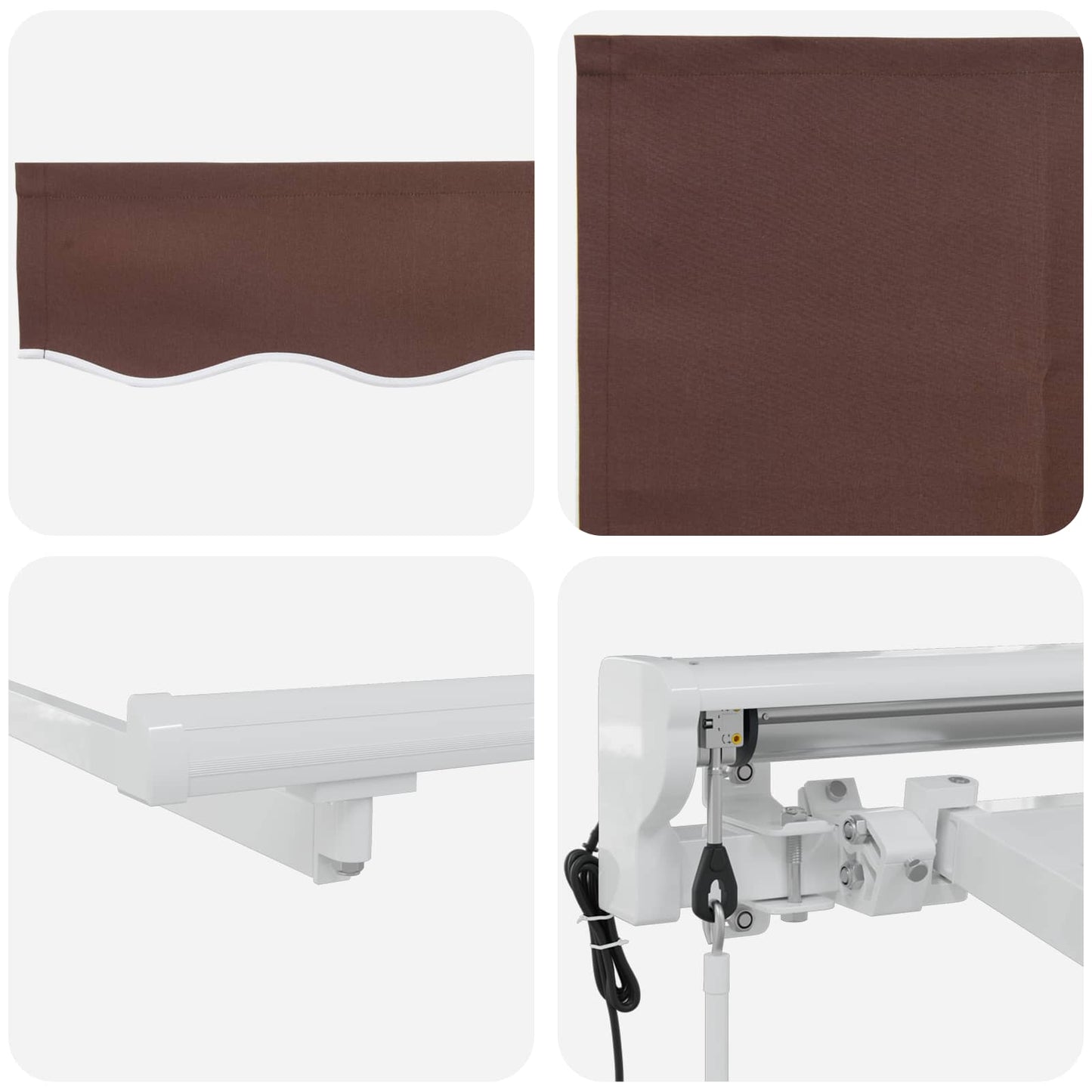 vidaXL Electric Retractable Awning Brown and White 4 x 2 m