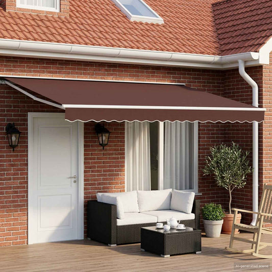 vidaXL Electric Retractable Awning Brown and White 4 x 2 m