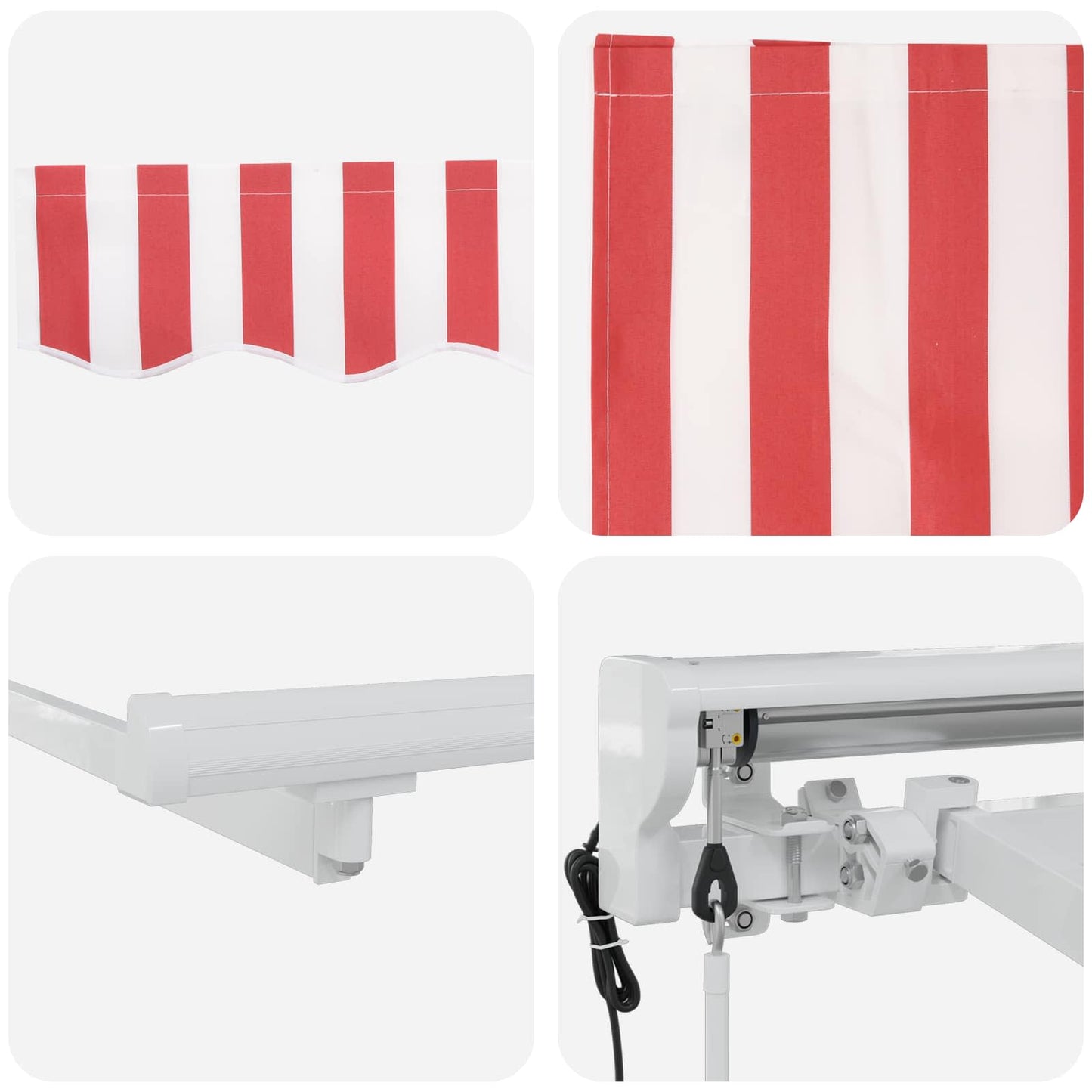 vidaXL Electric Retractable Awning Red and White 3 x 2.5 m