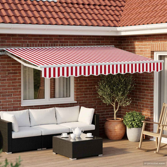 vidaXL Electric Retractable Awning Red and White 3 x 2.5 m